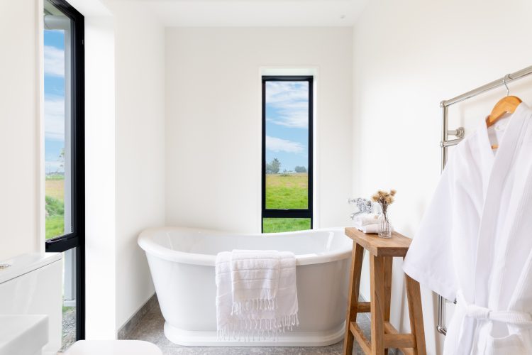 Architecturally designed rural home master ensuite free standing bath Cust