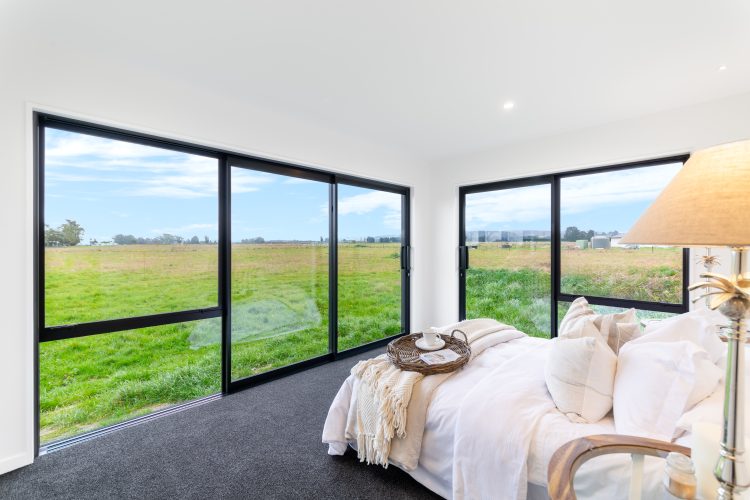 Architecturally designed rural home master bedroom Cust